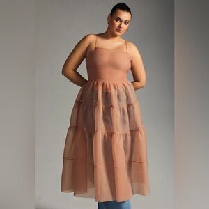Anthropologie X OhSevenDays Tiered Sheer Midi Dress